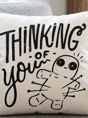 Thinking of You Black on White Decorative Pillow Cover